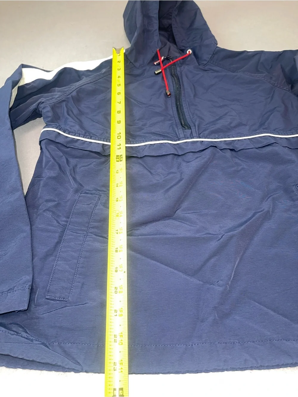 Tommy Hilfiger Size S Navy Blue Hooded Pullover Windbreaker Anorak 185